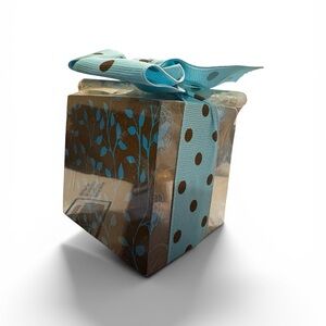 Lady Jayne Ltd Note Pad Cube Blue Polka Dot Ribbon with Pen